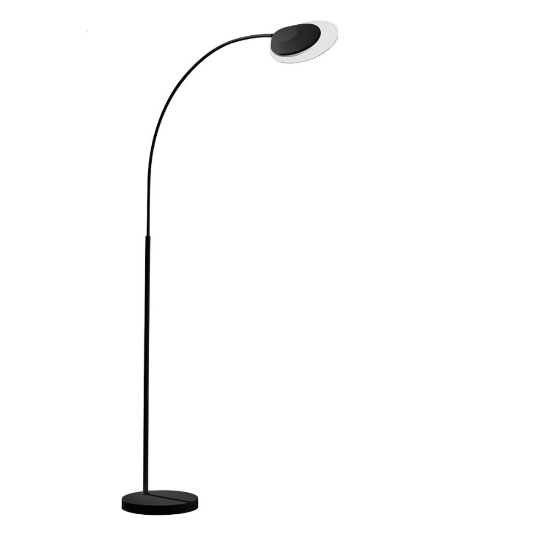 Piantana arco orientabile nera led 25w 3000k dimmerabile per soggiorno moderno