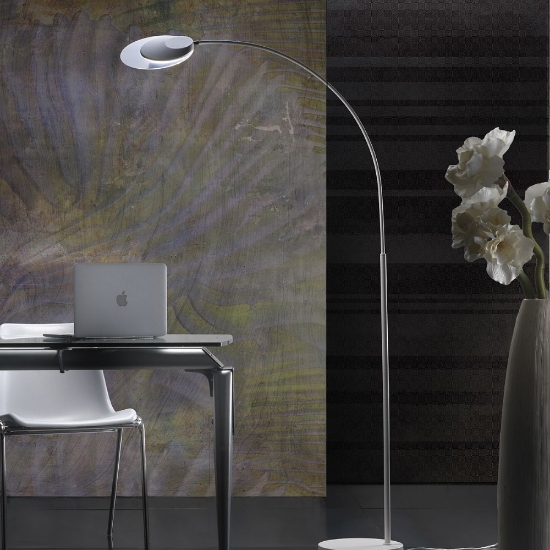 Piantana arco moderna orientabile bianca led 25w 3000k dimmerabile per soggiorno