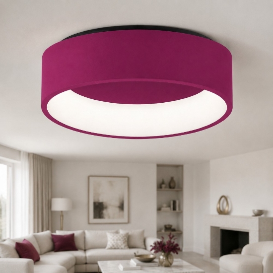 Plafoniera 45 cm moderna magenta anello tonda led 27w cct 3000k 4000k dimmerabile