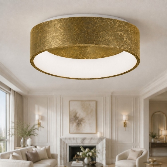 Plafoniera 45 cm moderna tonda ad anello oro led 27w cct 3000k 4000k dimmerabile