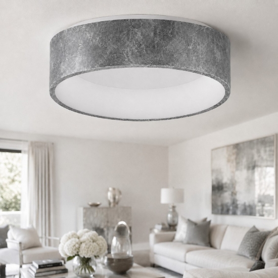 Plafoniera 45 cm moderna tonda ad anello argento led 27w cct 3000k 4000k dimmerabile