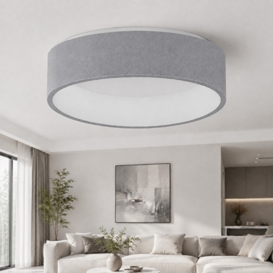 Plafoniera 45 cm moderna grigio perla anello led 27w cct 3000k 4000k dimmerabile