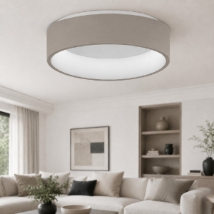 Plafoniera 45 cm moderna tortora tonda ad anello led 27w cct 3000k 4000k dimmerabile