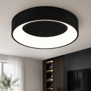 Plafoniera 60 cm moderna tonda anello nero led 36w cct 3000k 4000k dimmerabile