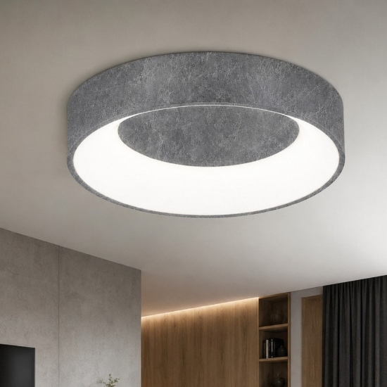 Plafoniera 60 cm moderna tonda anello foglia argento led 36w cct 3000k 4000k dimmerabile