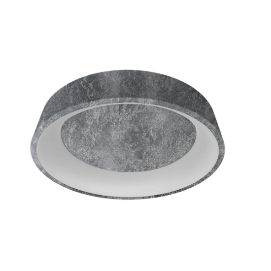 Plafoniera 60 cm moderna tonda anello foglia argento led 36w cct 3000k 4000k dimmerabile