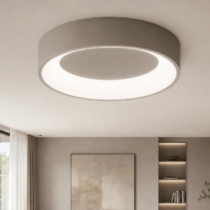 Plafoniera 60 cm moderna tortora ad anello tonda led 36w cct 3000k 4000k dimmerabile