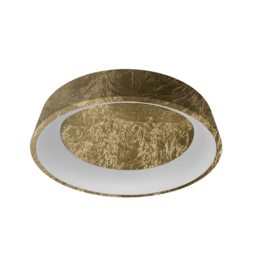 Plafoniera 60 cm moderna tonda anello foglia oro led 36w cct 3000k 4000k dimmerabile