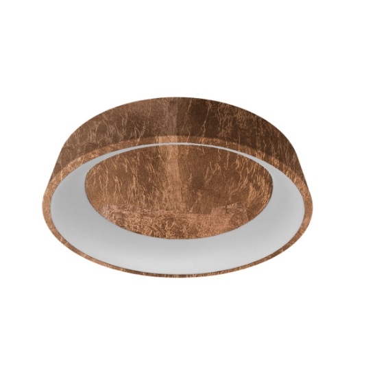Plafoniera 60 cm moderna tonda anello foglia rame led 36w cct 3000k 4000k dimmerabile