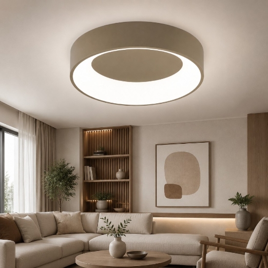 Plafoniera 80 cm moderna anello sabbia bagnata led 96w cct 3000k 4000k per salone