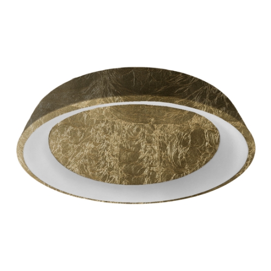 Plafoniera 80 cm moderna anello foglia oro led 96w cct 3000k 4000k dimmerabile