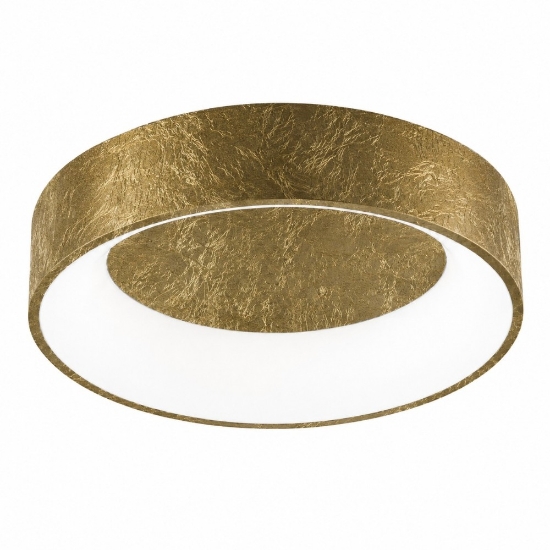 Plafoniera 80 cm moderna anello foglia oro led 96w cct 3000k 4000k dimmerabile