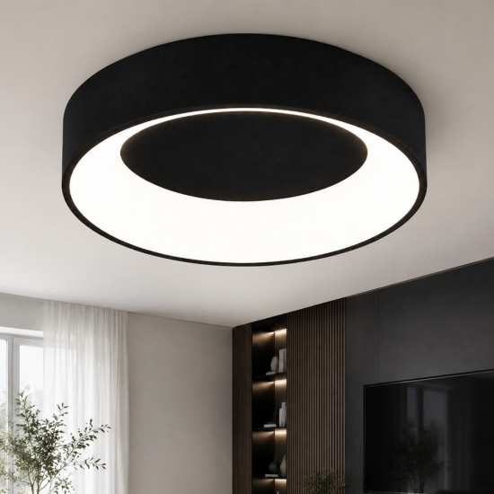 Plafoniera 80 cm moderna anello nero led 96w cct 3000k 4000k dimmerabile per soggiorno