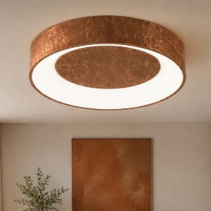 Plafoniera 80 cm moderna anello rame led 96w cct 3000k 4000k dimmerabile per salone