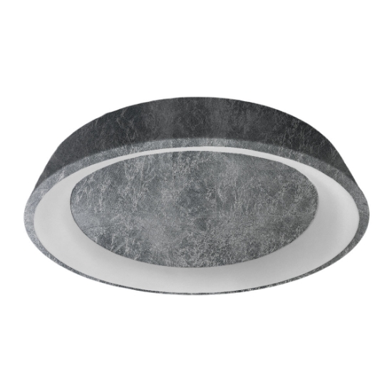 Plafoniera 80 cm tonda foglia argento led 96w cct 3000k 4000k dimmerabile per soggiorno