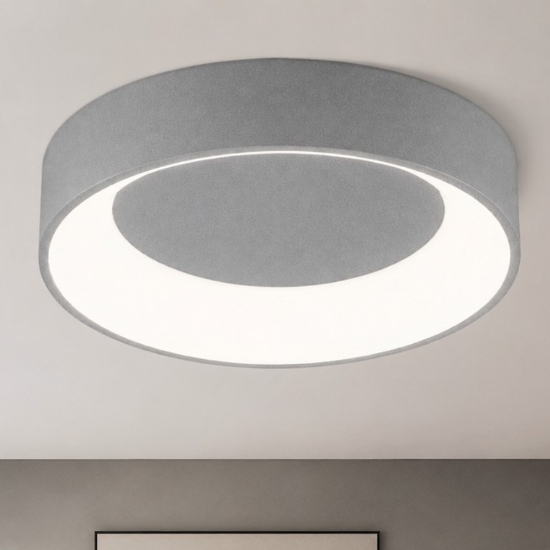 Plafoniera 80 cm moderna anello grigio perla led 96w cct 3000k 4000k dimmerabile per soggiorno