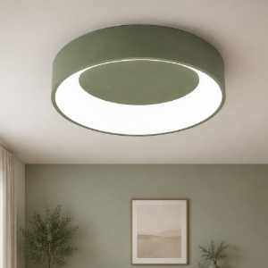 Plafoniera 80 cm da soffitto moderna anello verde salvia led 96w cct 3000k 4000k dimmerabile