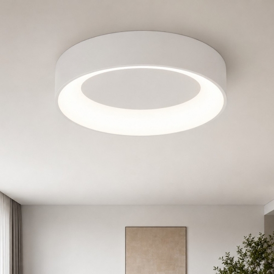 Plafoniera 80 cm moderna anello bianca led 96w cct 3000k 4000k dimmerabile