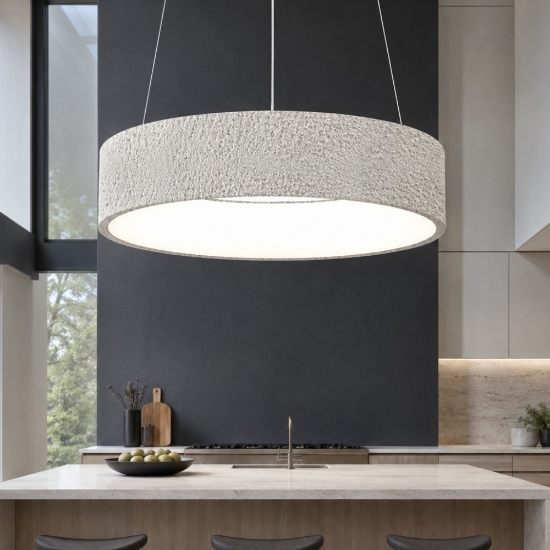 Lampadario per cucina moderno anello effetto granito led 27w cct 3000k 4000k dimmerabile