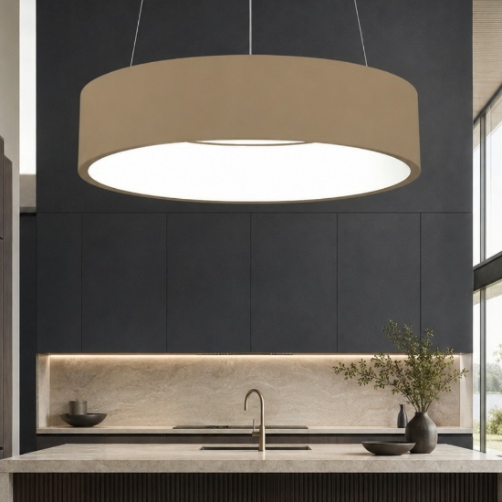 Lampadario 45 cm per cucina moderna anello sabbia led 27w cct 3000k 4000k dimmerabile
