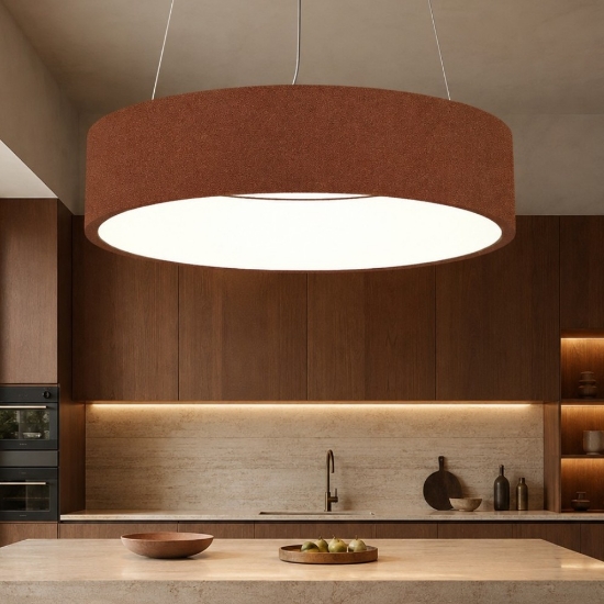 Lampadario 45 cm moderno anello rame opaco led 27w cct 3000k 4000k dimmerabile