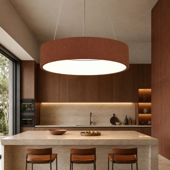 Lampadario 45 cm moderno anello rame opaco led 27w cct 3000k 4000k dimmerabile