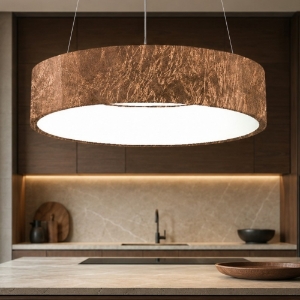 Lampadario 45 cm moderno anello foglia rame led 27w cct 3000k 4000k dimmerabile