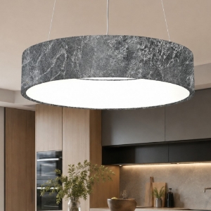 Lampadario 45 cm moderno anello foglia argento led 27w cct 3000k 4000k dimmerabile