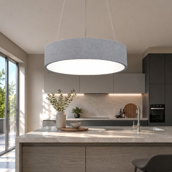 Lampadario 45 cm moderno grigio anello led 27w cct 3000k 4000k dimmerabile
