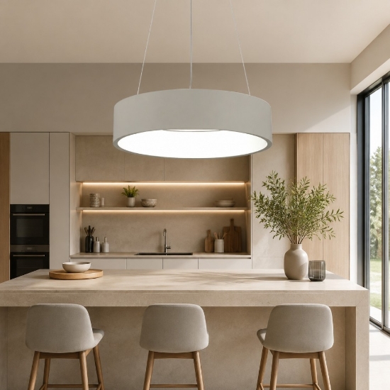 Lampadario 45 cm moderno tortora led 27w cct 3000k 4000k dimmerabile per soggiorno