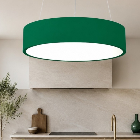 Lampadario 45 cm per cucina moderna anello tondo verde bosco led 27w cct 3000k 4000k dimmerabile