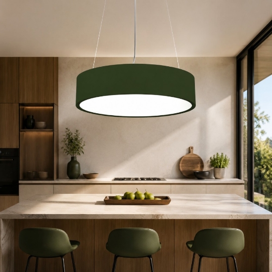 Lampadario 45 cm moderno verde oliva anello led 27w cct 3000k 4000k dimmerabile