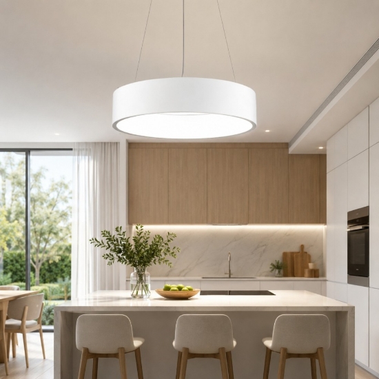 Lampadario a sospensione moderno bianco led 27w cct 3000k 4000k dimmerabile