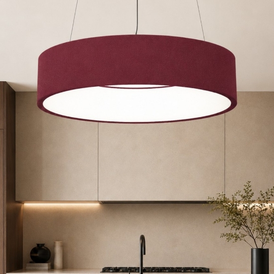 Lampadario 45 cm moderno bordeaux led 27w 2430lm cct 3000k 4000k dimmerabile