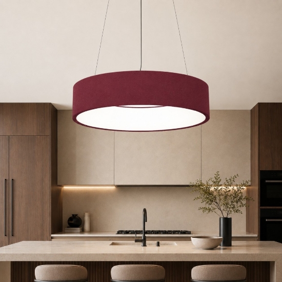 Lampadario 45 cm moderno bordeaux led 27w 2430lm cct 3000k 4000k dimmerabile