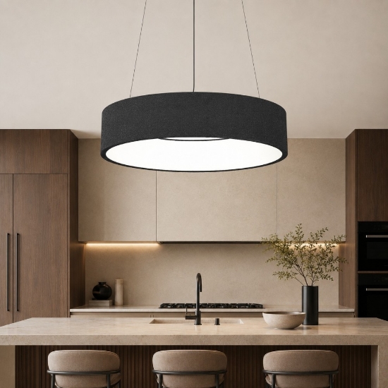 Lampadario 45 cm moderno tondo antracite led 27w cct 3000k 4000k dimmerabile per soggiorno