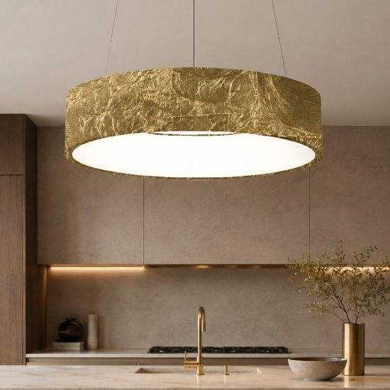 Lampadario 45 cm moderno anello oro led 27w cct 3000k 4000k dimmerabile per soggiorno