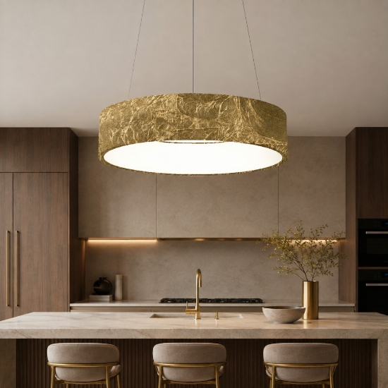 Lampadario 45 cm moderno anello oro led 27w cct 3000k 4000k dimmerabile per soggiorno
