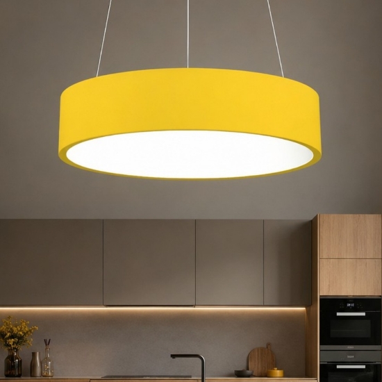 Lampadario 45 cm moderno giallo anello led 27w cct 3000k 4000k dimmerabile