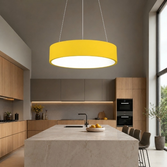 Lampadario 45 cm moderno giallo anello led 27w cct 3000k 4000k dimmerabile
