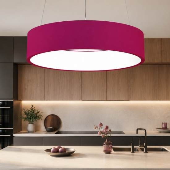 Lampadario 45 cm moderno magenta anello led 27w cct 3000k 4000k dimmerabile