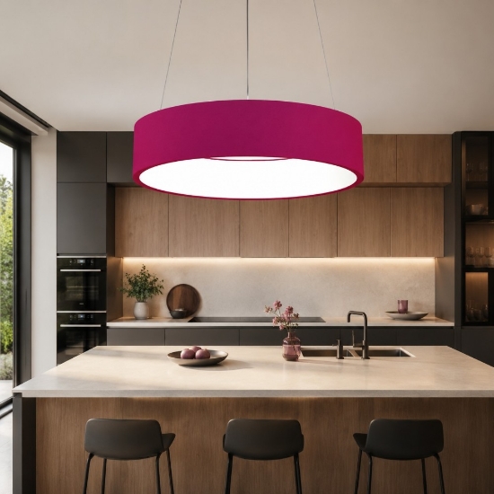 Lampadario 45 cm moderno magenta anello led 27w cct 3000k 4000k dimmerabile
