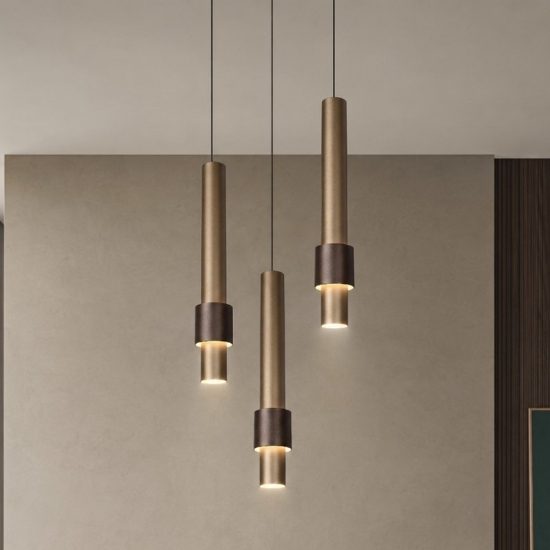 Lampadario caffe oro per tavolo sala da pranzo moderna led 12w 2700k