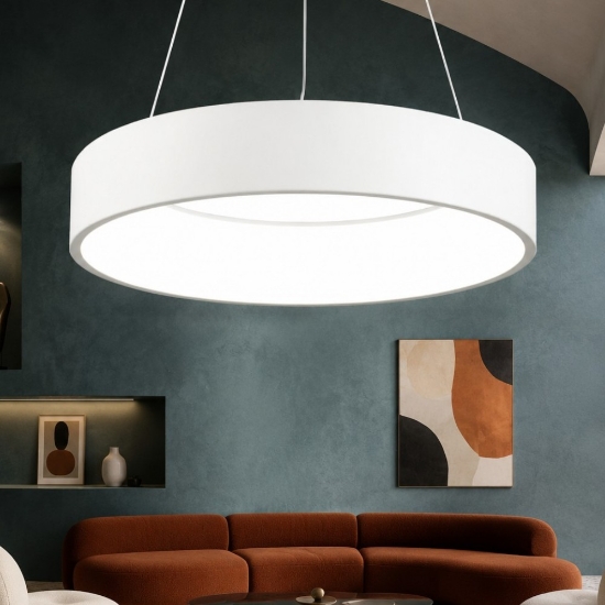 Lampadario a sospensione 60 cm moderno anello bianco led 36w cct 3000k 4000k