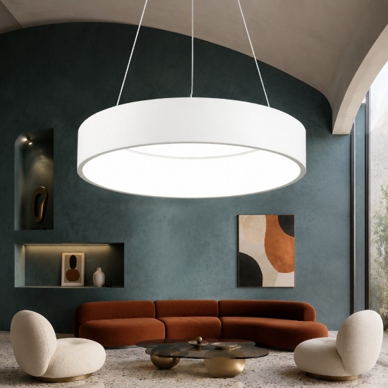 Lampadario a sospensione 60 cm moderno anello bianco led 36w cct 3000k 4000k