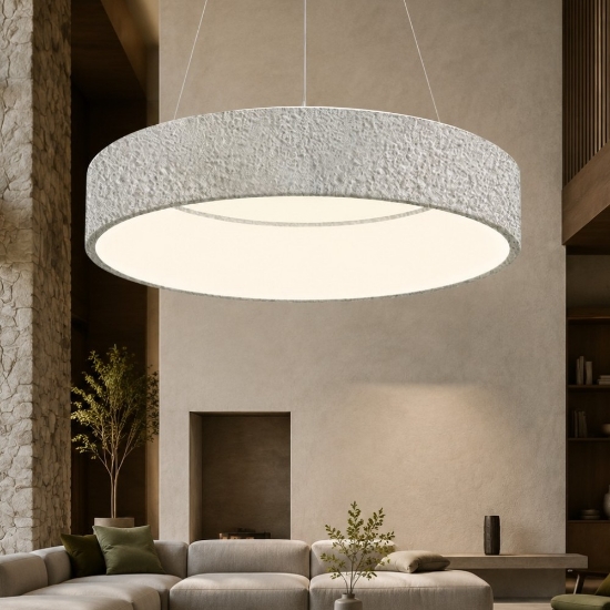 Lampadario 60 cm moderno anello effetto muro bianco led 36w cct 3000k 4000k per soggiorno