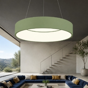Lampadario anello 60 cm moderno verde salvia led 36w cct 3000k 4000k