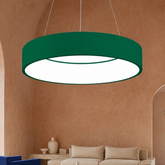 Lampadario 60 cm moderno anello verde bosco led 36w cct 3000k 4000k dimmerabile