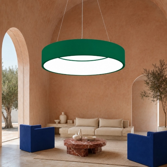 Lampadario 60 cm moderno anello verde bosco led 36w cct 3000k 4000k dimmerabile