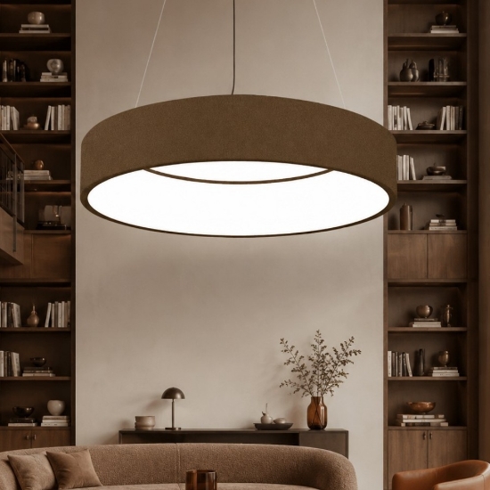 Lampadario 60 cm moderno anello ruggine led 36w cct 3000k 4000k dimmerabile per soggiorno